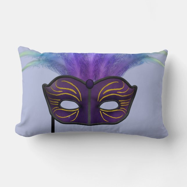 Coussin Rectangle Masque de mascarade violet pour la fête du carnava (Recto)