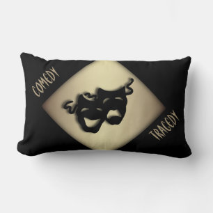Coussin Rectangle Masques de théâtre de comédie et de tragédie noir