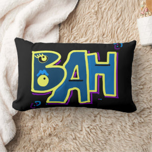 Coussin Rectangle Mazipoodé Bah Humbug violet jaune Turquoise noir
