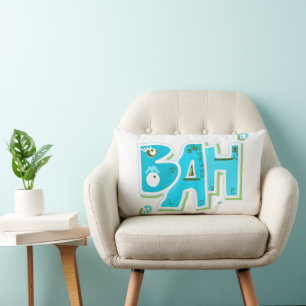 Coussin Rectangle Mazipoodles Bah Humbug Aimer Vert Turquoise Blanc
