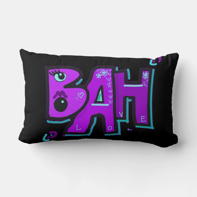 Coussin Rectangle Mazipoodles Bah Humbug Aimer Violet Turquoise Noir (Verso)