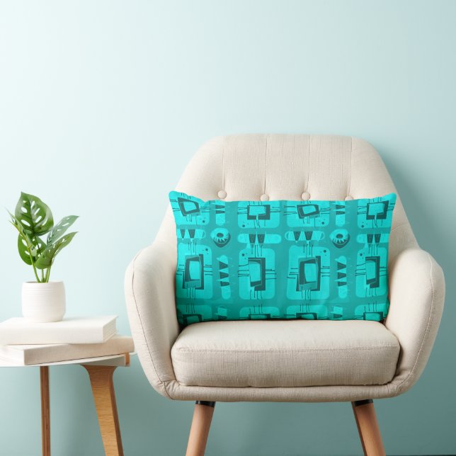 Coussin Rectangle Mazipoodles Matrice ethnique Abstraite - Turquoise (Chaise)