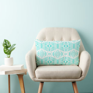 Coussin Rectangle Mazipoodles Neuro Art - Blanc Turquoise