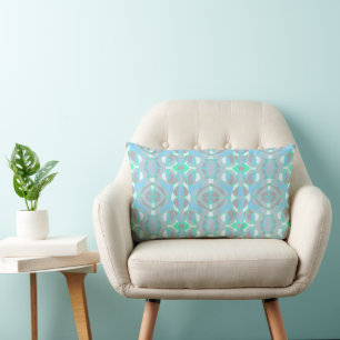 Coussin Rectangle Mazipoodles Neuro Art Gris Bleu Bleu Blanc Menthe