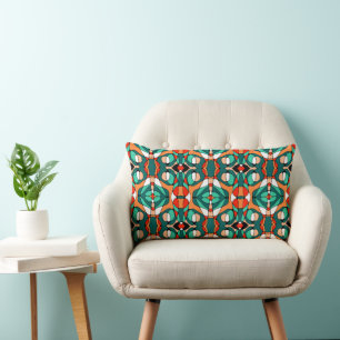 Coussin Rectangle Mazipoodles Neuro Art - Vert Orange Rouge