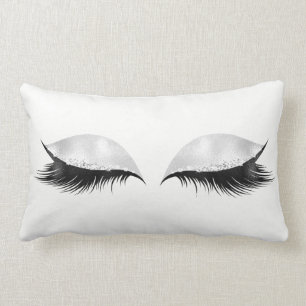 Coussin Rectangle Mèches grises de maquillage de paillette de noir