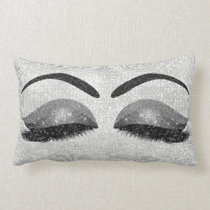 Coussin Rectangle Mèches grises de maquillage de paillette de noir