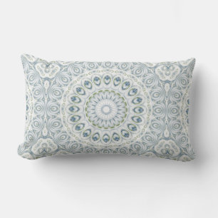 Coussin Rectangle Médaillon bleu clair et vert