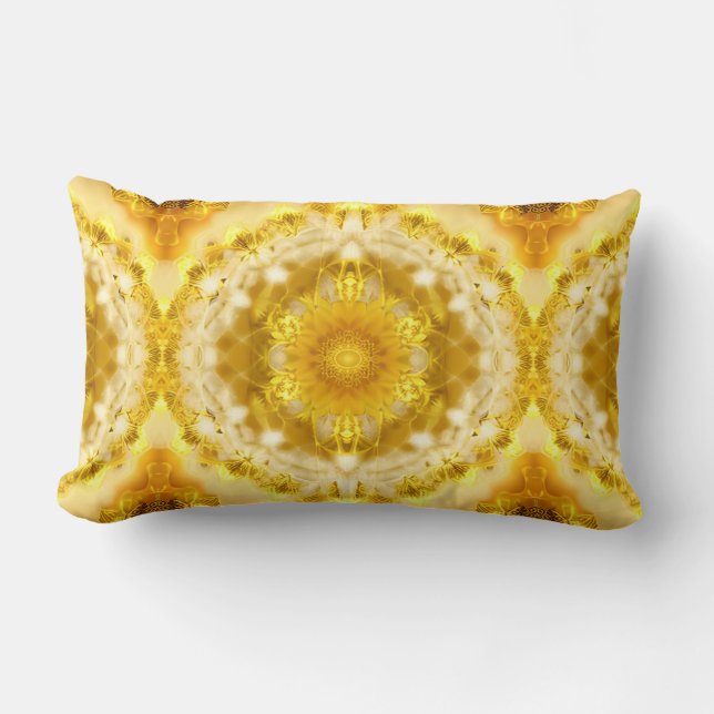 Coussin Rectangle Médaillon Motif en Motif Batik Jaune de moutarde (Recto)