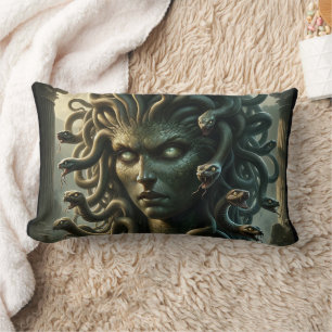 Coussin Rectangle Méduse Regard de Mort Tête de Serpents