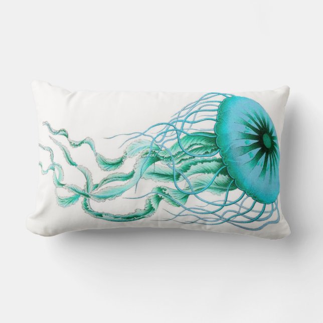 Coussin Rectangle Méduses de turquoise nautiques/coussin lombaire de (Recto)
