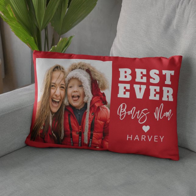 Coussin Rectangle Meilleure Maman Bonus | Photo (Créateur téléchargé)