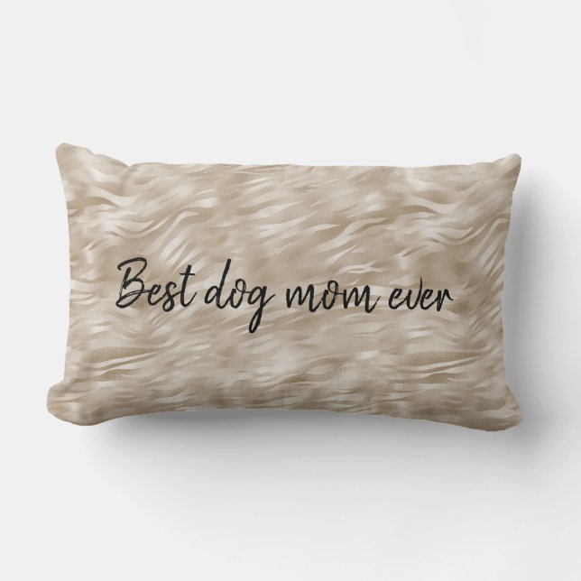 Coussin Rectangle Meilleure Maman de Chien Chic Impression Zèbre Or (Recto)