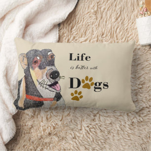 Coussin Rectangle meilleure vie avec les chiens