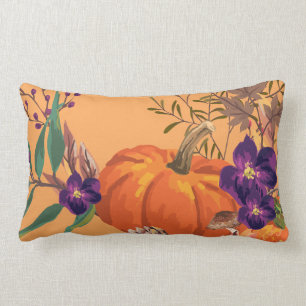 Coussin Rectangle Mélange de feuille et de fleurs d'automne de