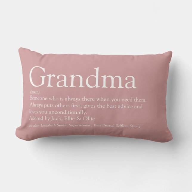 Coussin Rectangle Mémé Mamie Définition Rose Poudrée Rose (Recto)