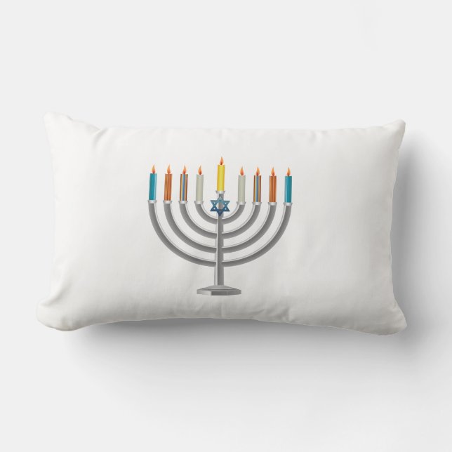 Coussin Rectangle Menorah de Hanouka (Recto)