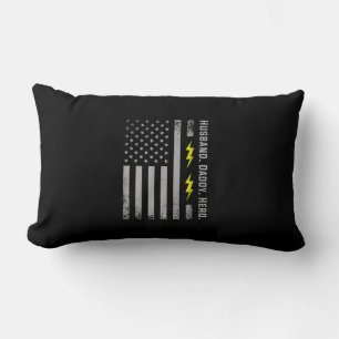 Coussin Rectangle Mens Patriotic Electrician Dad American Flag Fars