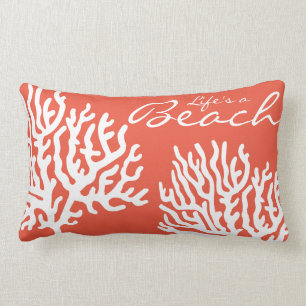 Coussin Rectangle Mer blanche côtière La vie de corail est une pla