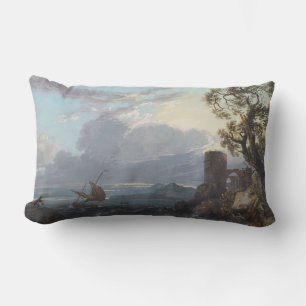 Coussin Rectangle Mer orageuse avec ruine et figures du château (c.1