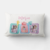 Coussin Rectangle Mermaid 3 Photo Collage Nom de l'enfant (Recto)