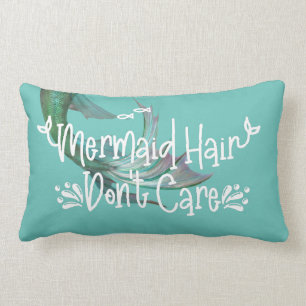 Coussin Rectangle Mermaid Cheveux Don't care Queue Turquoise