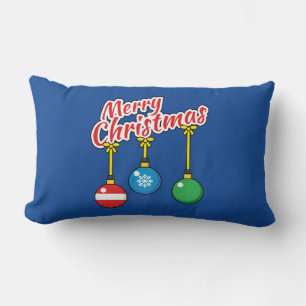 Coussin Rectangle Merry Christmas with Hanging Balls