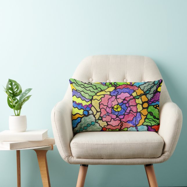 Coussin Rectangle Merveilleuse Fleur Art Moderne (Chaise)