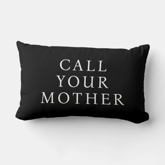 Coussin Rectangle Message drôle, Appelez votre mère, Texte blanc, No (Verso)