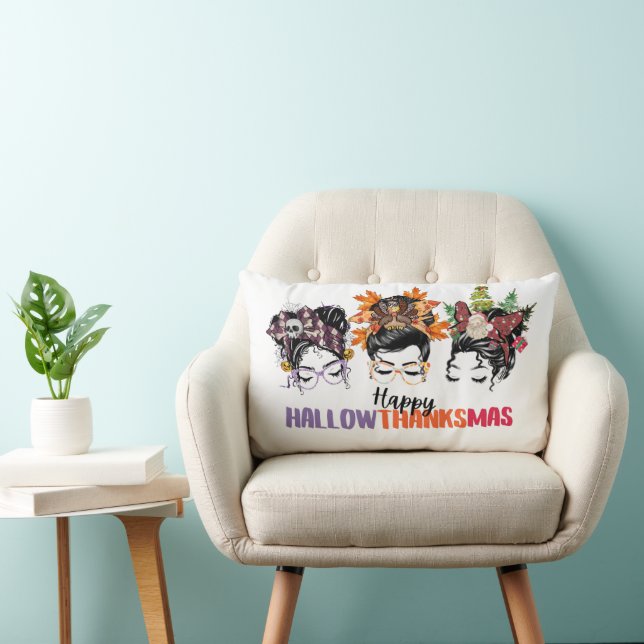 Coussin Rectangle Messy bun mama Hallowy Hallowthanksmas (Chaise)