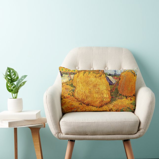 Coussin Rectangle Meules de foin en Provence par Vincent van Gogh (Chaise)