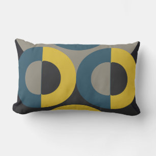 Coussin Rectangle Mi-siècle moderne bleu jaune Gunmetal