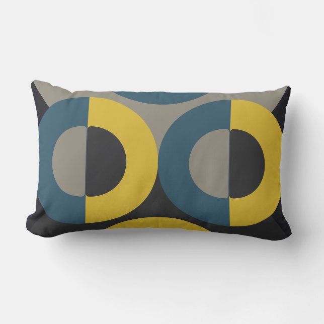 Coussin Rectangle Mi-siècle moderne bleu jaune Gunmetal (Recto)