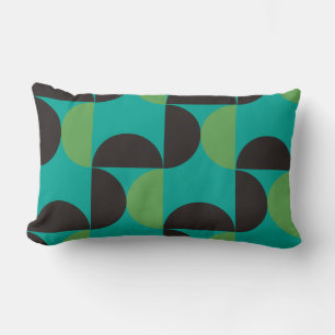 Coussin Rectangle Mi-siècle Moderne Brown vert et turquoise