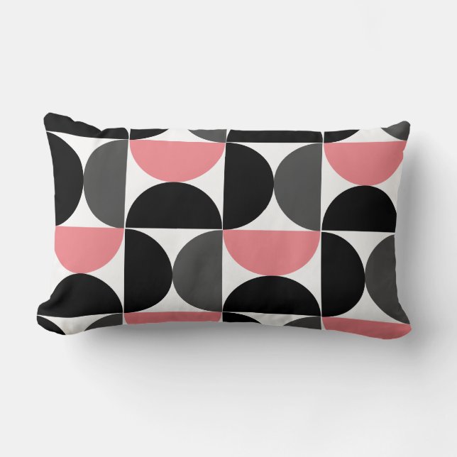 Coussin Rectangle Mi-siècle moderne rose noir et blanc (Recto)