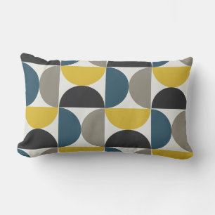 Coussin Rectangle Mi-siècle moderne Turmer Gunmetal et bleu