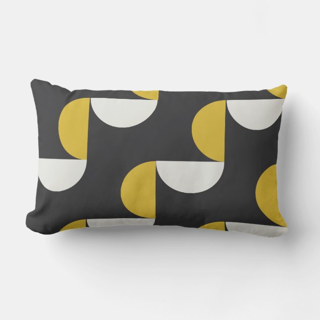 Coussin Rectangle Mi-siècle Moderne turmerique et gris-métal (Recto)