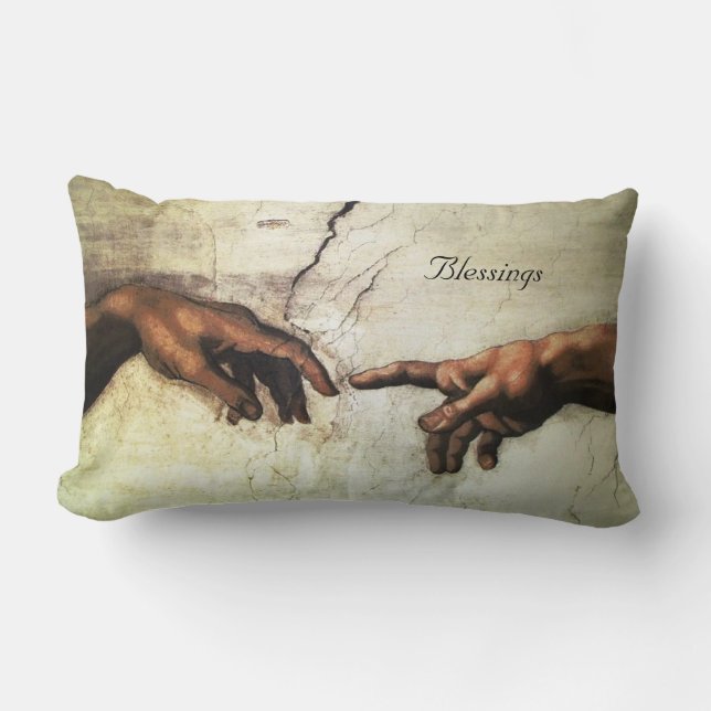 Coussin Rectangle Michelangelo mains art & calligraphie vintage (Recto)