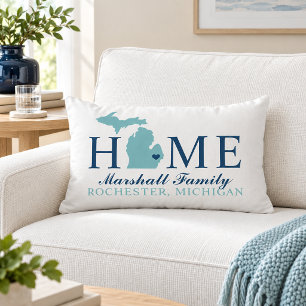 Coussin Rectangle Michigan Maison Monogramme de Famille Aqua Marine