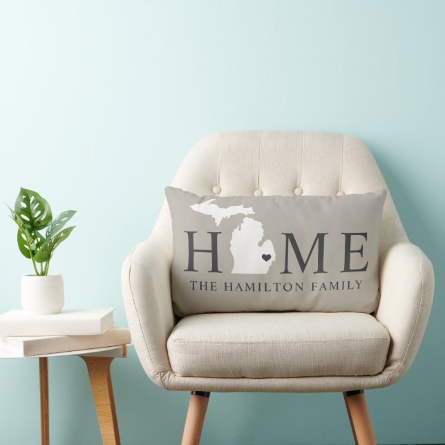 Coussin Rectangle Michigan Maison Monogramme de Famille Gris (Chaise)