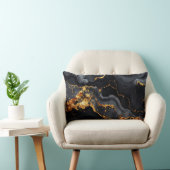 Coussin Rectangle Midnight Onyx & Gold Leaf Abstract Pillow (Chaise)