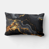 Coussin Rectangle Midnight Onyx & Gold Leaf Abstract Pillow (Verso)