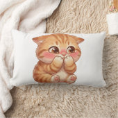 Coussin Rectangle Mignon Chat Orange Timide Rougissant Toile Art Mur (Couverture)