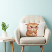 Coussin Rectangle Mignon Chat Orange Timide Rougissant Toile Art Mur (Chaise)