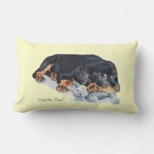 Coussin Rectangle mignon chiot rottweiler bouddin ourson en peluche