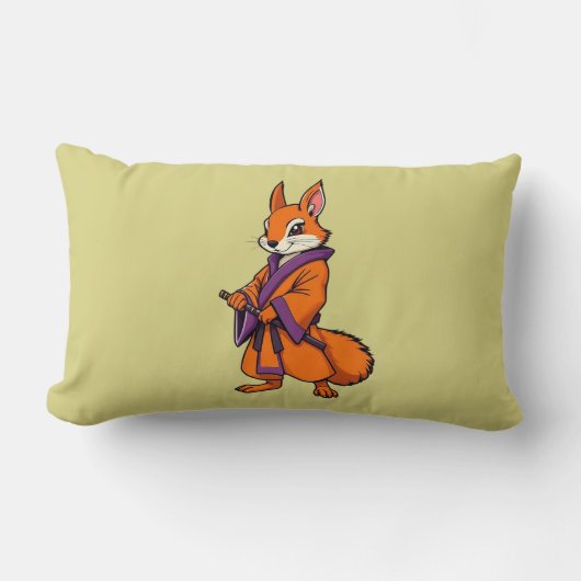 Coussin Rectangle Mignon écureuil samouraï japonais (Recto)