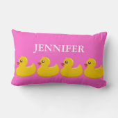 Coussin Rectangle Mignon en caoutchouc rose et jaune avec le nom de (Verso)