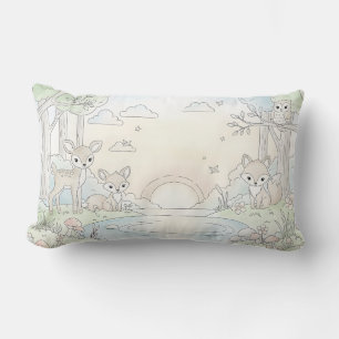 Coussin Rectangle Mignon Faon et Renard de la Forêt