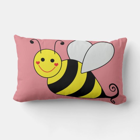 Coussin Rectangle Mignon gaffez l'abeille personnalisée (Verso)