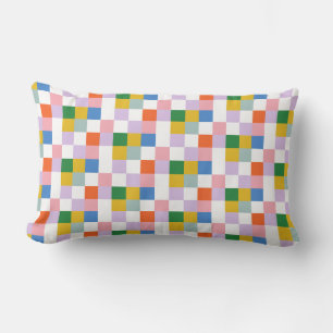 Coussin Rectangle Mignon Moderne Coloré Réversible à Carreaux et à P